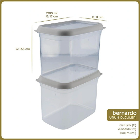 Bernardo Hide Plus 2'li Saklama Kabı 1900 Ml Beyaz