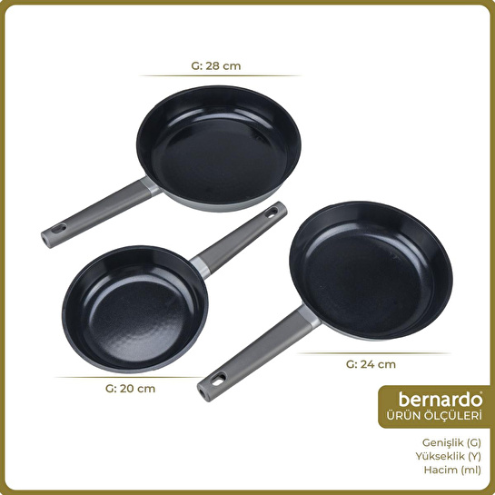 Bernardo Chef Döküm 3 Parça Tava Seti Gri