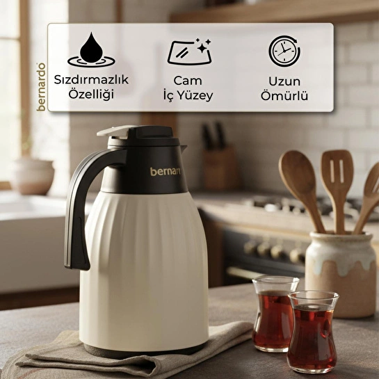 Bernardo Elantra Cam Termos Krem 1 Litre