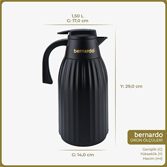Bernardo Silva Cam Termos Siyah 1.5 Litre