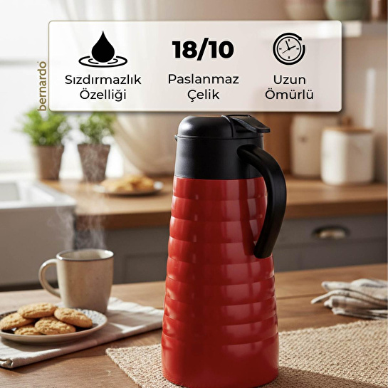 Bernardo Nora 2 Litre Çelik Termos Kırmızı