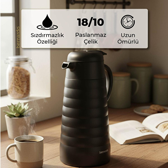 Bernardo Nora 2 Litre Çelik Termos Siyah
