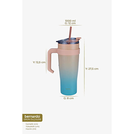 Bernardo Alto Pipetli Termos Bardak Turkuaz 1000ml