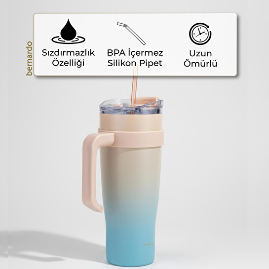 Bernardo Alto Pipetli Termos Bardak Turkuaz 1000ml