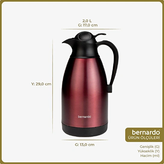 Bernardo Grandio Çelik Termos Bordo 2 Litre