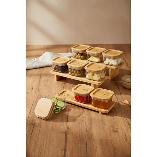 Bernardo Lunaya 9'lu Bambu Standlı Kahvaltılık Seti