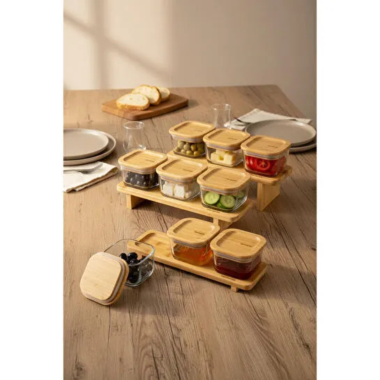Bernardo Lunaya 9'lu Bambu Standlı Kahvaltılık Seti