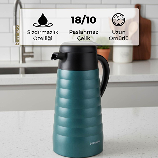 Bernardo Nora 2 Litre Çelik Termos Turkuaz