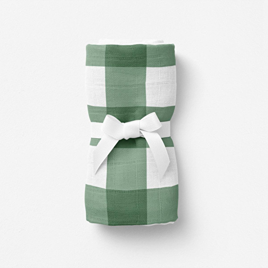 Itsy Bitsy Kids Petit Fleur Green Check , Müslin Bebek Örtüsü , 70x70 Cm