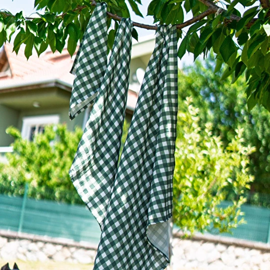 Itsy Bitsy Kids Petit Fleur Green Check , Müslin Bebek Örtüsü , 70x70 Cm