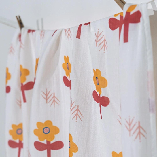 Itsy Bitsy Kids Big Flower Lemon, Müslin Bebek Örtüsü , 70x70 Cm