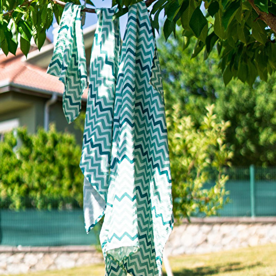 Itsy Bitsy Kids Big Flower Green Zigzag , Müslin Bebek Örtüsü ,70x70 Cm