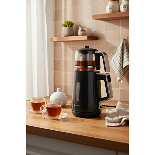 Bernardo Venedik Cam Demlikli Çay Makinesi Gri