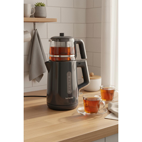 Bernardo Venedik Cam Demlikli Çay Makinesi Gri