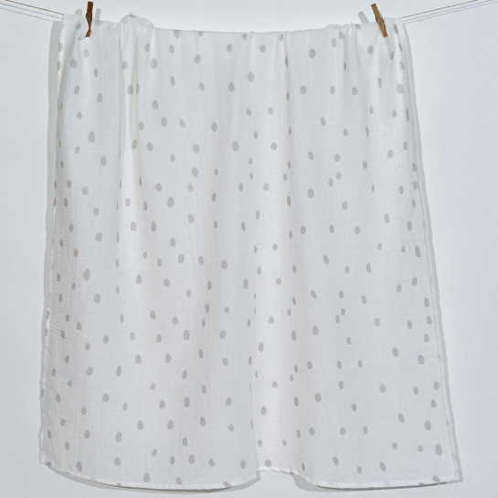 Itsy Bitsy Kids Bird Of Life Gri Dots , Müslin Bebek Örtüsü , 70x70 Cm