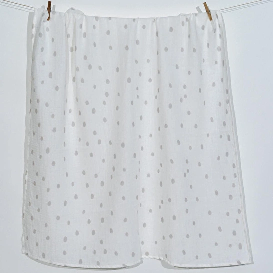 Itsy Bitsy Kids Bird Of Life Gri Dots , Müslin Bebek Örtüsü , 100x100 Cm