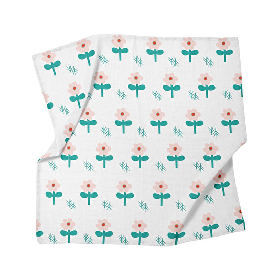 Itsy Bitsy Kids Big Flower Blossom, Müslin Bebek Örtüsü , 100x100 Cm