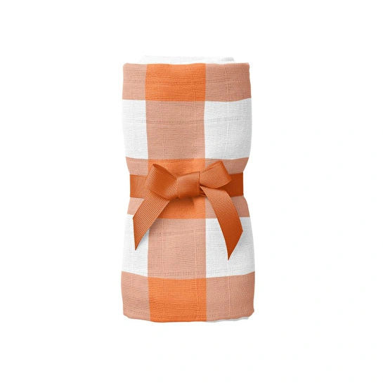 Itsy Bitsy Kids Bird Of Life Orange Check , Müslin Bebek Örtüsü , 100x100 Cm