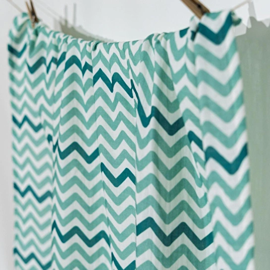 Itsy Bitsy Kids Big Flower Green Zigzag , Müslin Bebek Örtüsü ,100x100 Cm