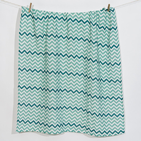 Itsy Bitsy Kids Big Flower Green Zigzag , Müslin Bebek Örtüsü ,100x100 Cm