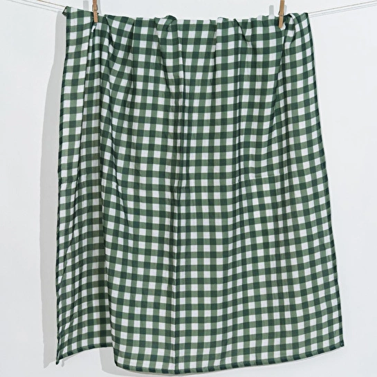 Itsy Bitsy Kids Petit Fleur Green Check , Müslin Bebek Örtüsü , 100x100 Cm