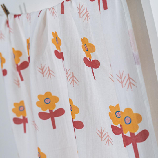 Itsy Bitsy Kids Big Flower Lemon, Müslin Bebek Örtüsü , 100x100 Cm