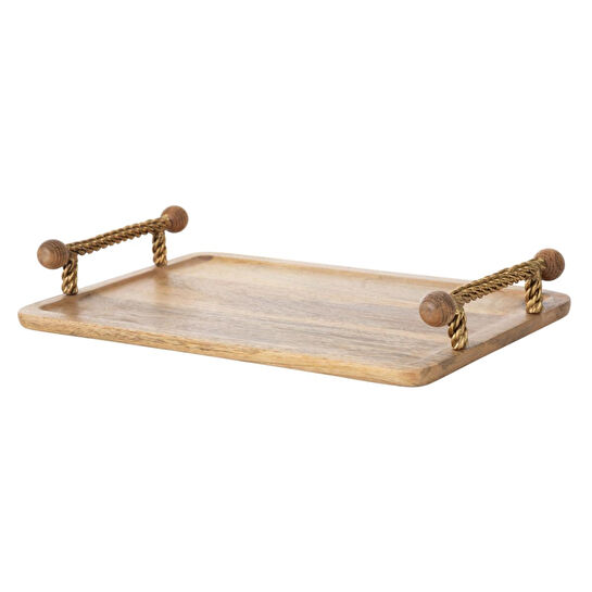 Mudo Home Wooden Dekorati̇f Tepsi̇ 40x25 Cm