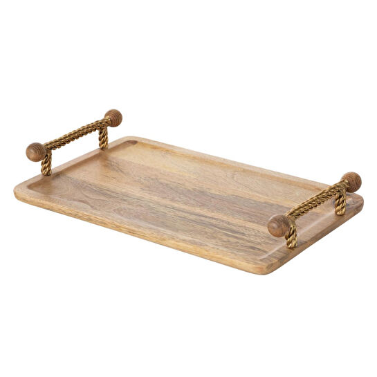Mudo Home Wooden Dekorati̇f Tepsi̇ 40x25 Cm