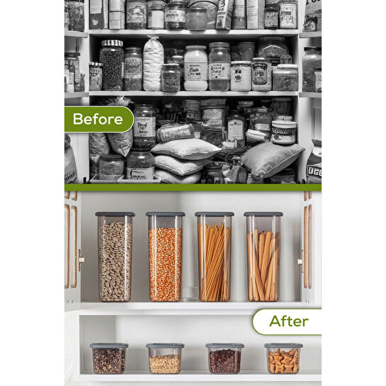 Vienev 6'lı Etiketli Lux Hava Geçirmez Erzak Saklama Kabı Seti 2 Lt Antrasit