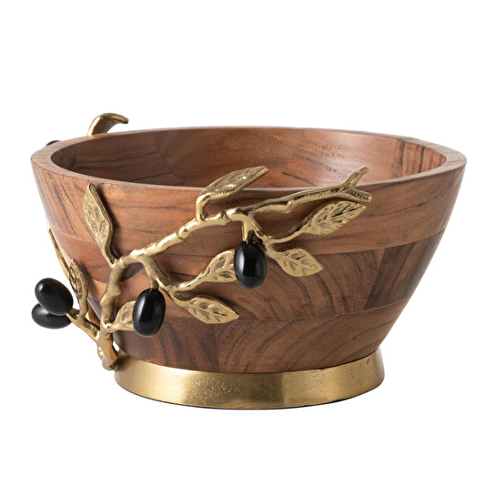Mudo Home Olive Ahşap Dekorati̇f Kase 28x13cm