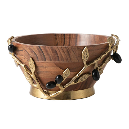 Mudo Home Olive Ahşap Dekorati̇f Kase 28x13cm