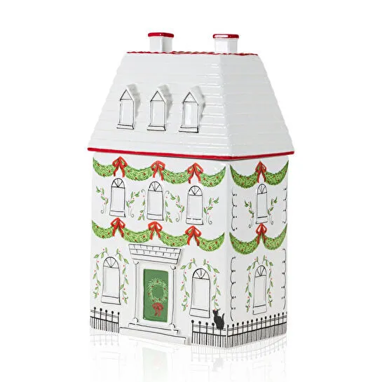 The Mia Dekoratif Kurabiye Kavanozu Ev 19x12x30 Cm