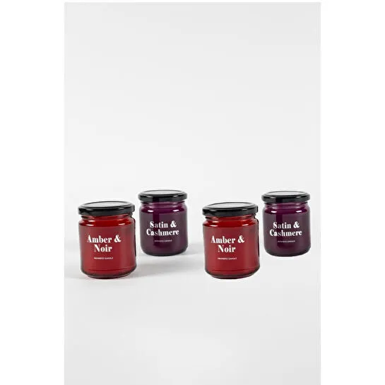 Rakle Glam Gümüş 4'lü Kavanoz Mum Seti Mor - Kırmızı 110 Gr