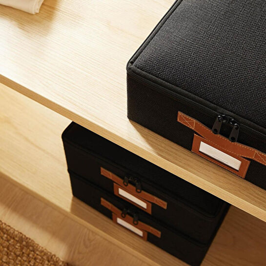 Ocean Home Textile 3'lü Siyah Renk Jüt Destekli Kutu Hurç Set 31 X 38 X 12 Cm