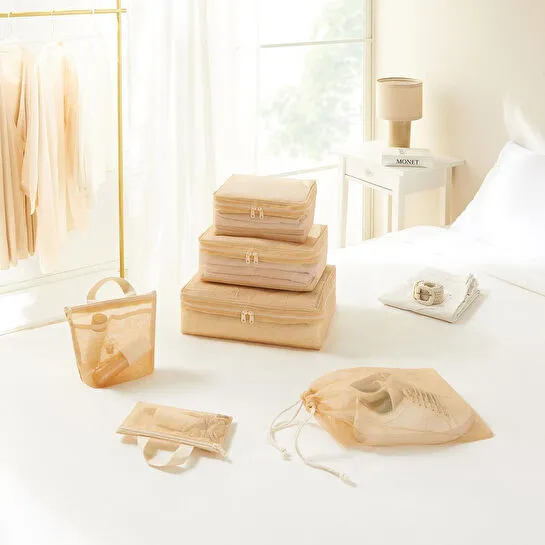 Ocean Home Textile 6'lı Bej Renk File Bavul İçi Düzenleyici Set