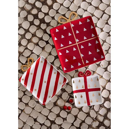 The Mia Fiyonk Figürlü Servis Tabağı Ağaç Dekorlu 22x17 Cm