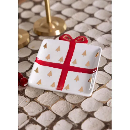 The Mia Fiyonk Figürlü Servis Tabağı Ağaç Dekorlu 22x17 Cm