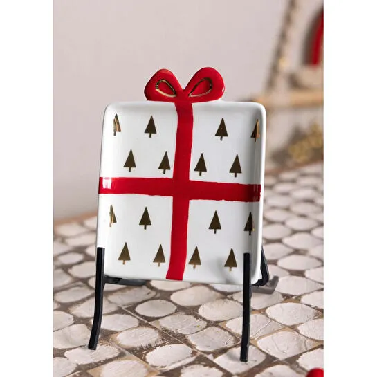 The Mia Fiyonk Figürlü Servis Tabağı Ağaç Dekorlu 22x17 Cm