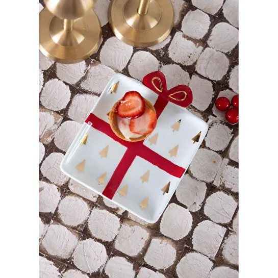 The Mia Fiyonk Figürlü Servis Tabağı Ağaç Dekorlu 22x17 Cm