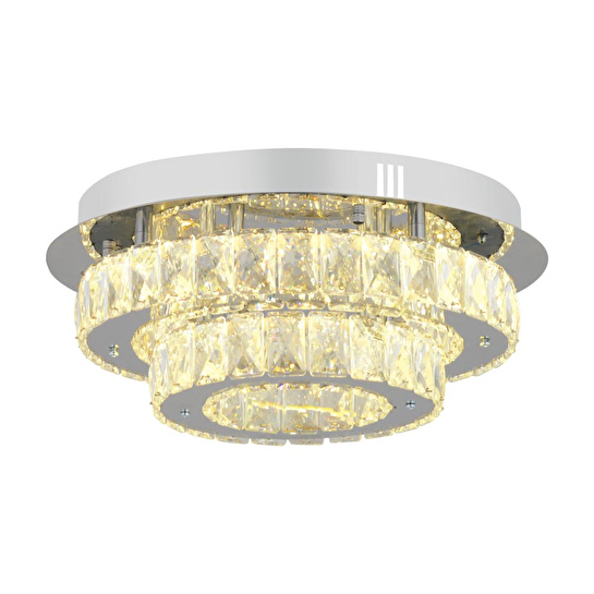Apliqa Ardenia 2 Katlı Krom 3 Renkli 70 Watt Kristalli Ledli Modern Salon Led Büyük Avize