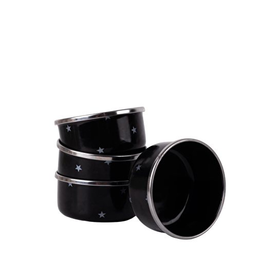 Emaylab Star Emaye 4’lü Kase Çerezlik, Kahvaltılık, Reçellik, Zeytinlik, Sunumluk Seti 8cm 200 Ml