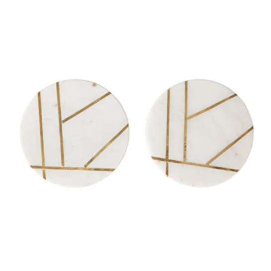 Mudo Home Brass Mermer Bardak Altliği Seti̇ - 2li̇