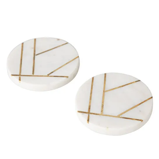 Mudo Home Brass Mermer Bardak Altliği Seti̇ - 2li̇