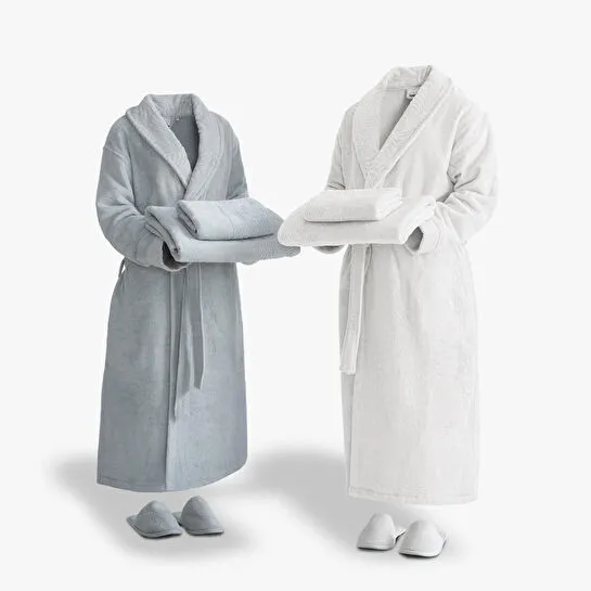 Green Black Fiorina Aile Bornoz Seti 10 Parça %100 Pamuk Jakarlı Mint-krem