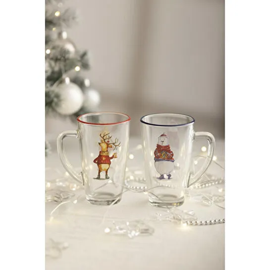 Rakle Deer Santa 2'li Kupa Seti Mavi-kırmızı 400 Cc