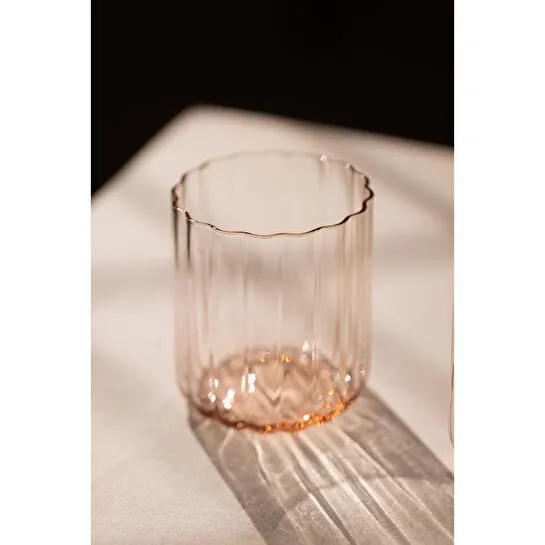 Rakle Flower El Yapımı Kendinden Renkli 2'li Su Bardağı Seti Pembe 450 Cc