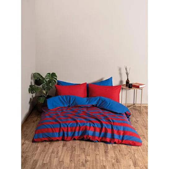 Cozy Home Popping Colors Çift Kişilik Lastikli Çarşaflı Nevresim Takımı Blaze Kırmızı 180x200