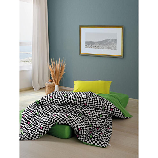 Cozy Home popping Colors Tek Kişilik Lastikli Çarşaflı Nevresim Takımı Dazzle Yeşil
