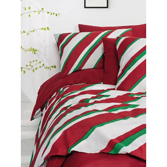 Cozy Home Festive Çift Kişilik Lastikli Çarşaflı Nevresim Takımı Merry Kırmızı