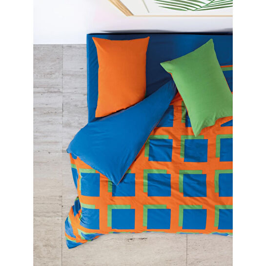 Cozy Home Popping Colors Çift Kişilik Lastikli Çarşaflı Nevresim Takımı Venus Mavi